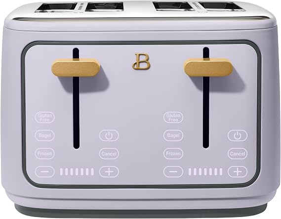 4 Slice Toaster with Touch Control Panel, 1800W Fast Heating, 7 Toast Shade Levels, Extra Wide Slots for Bagels, Removable Crumb Tray (Lavender)