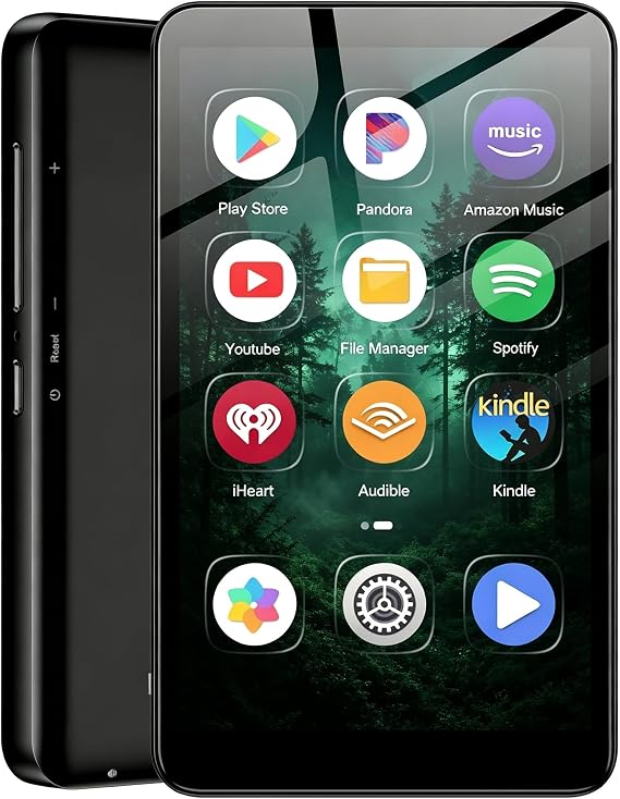Diofox MP3 Player with Bluetooth and WiFi, Diofox 4.0" Music Player with Spotify,Amazon Music,YouTube,Parental Control Android Mainstrem Media MP4/MP3 Player for Kids up to 1TB,Black (32GB-Black)