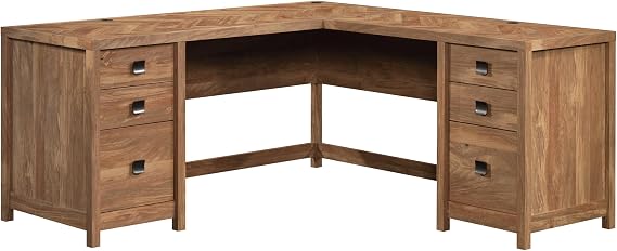 Sauder Cannery Bridge L-Shaped Desk with 6 Storage Drawers, Sindoori Mango Finish