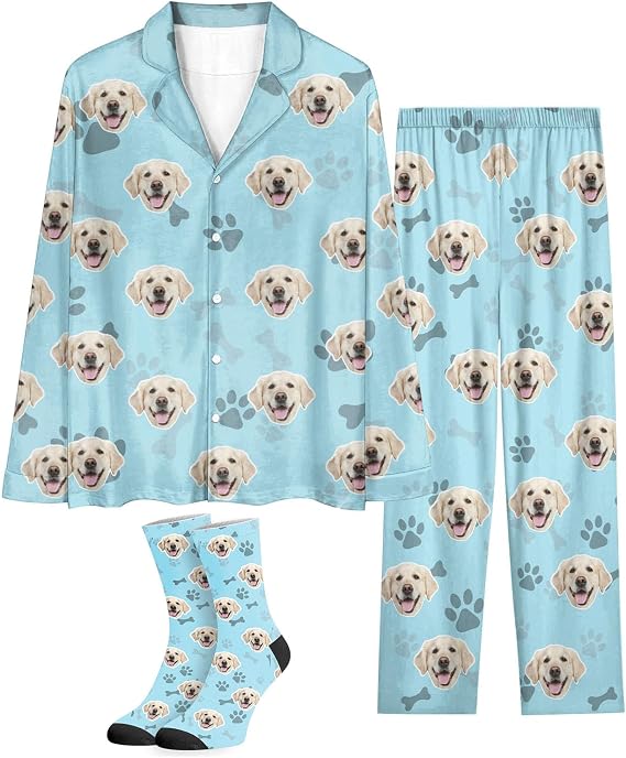 Personalized Pajamas with Faces for Men Women, Pajamas Gifts For Family,Cat Mom,Dog Mom, Custom Christmas Pj