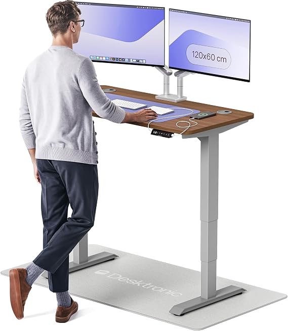 Desktronic HomePro Standing Desk – 120 x 60 cm Height Adjustable Desk with Electric Dual Motor, Touchscreen Controller & Integrated USB/USB-C, 3 Memory Presets