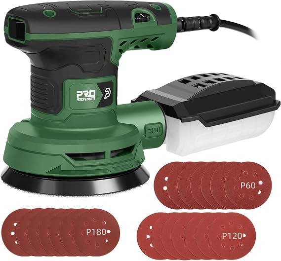 Prostormer 5-Inch Random Orbital Sander with 21PCS Sandpapers