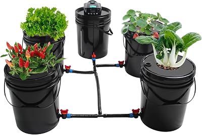 Hydroponics Grow System,with Top Drip Kit,5 Gallon Deep Water Culture,Recirculating Drip Garden System,for Plants