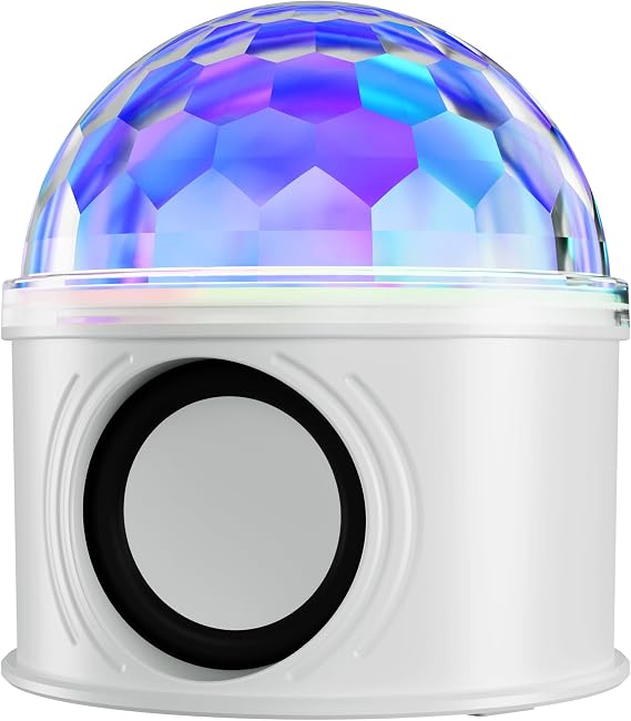 SKYLAR Disco Ball Speaker with 6 RGB Light Modes, Mirrored Mini Disco Ball Bluetooth Speaker, HiFi Stereo Sound, 33-Ft Bluetooth Range, Portable LED Party Light, USB-A Powered + Rechargeable Battery