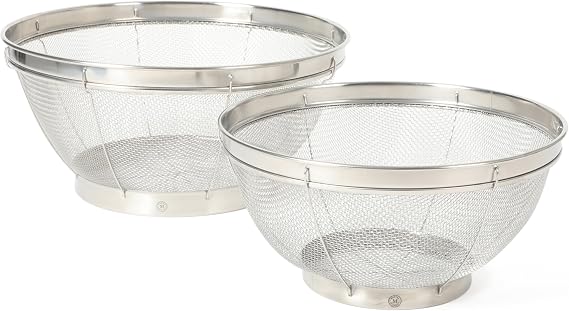 Martha Stewart Covello Stainless Steel Mesh Colander Set 2-Pieces, Silve