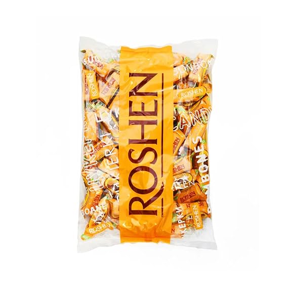 Roshen Korivka Milk Fudge Candy, 2.2 Lb (1kg) Ukrainian Non-Glazed Dairy Fudge with Sugary Crust & Creamy Liquid Filling, Individually Wrapped, Kosher, Halal