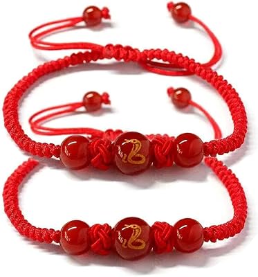2025 New Year of Snake Red String Bracelet, Adjustable Chinese Zodiac Animal Good Luck Braided Bracelet Lucky Snake Feng Shui Red Rope Corded Bracelets Jewelry for Women Men