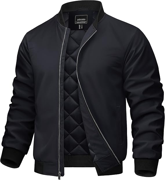 TACVASEN Men's Bomber Jacket Fall Winter Warm Full Zip Windbreaker Jackets