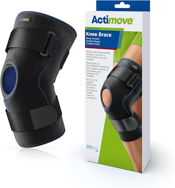 Actimove Knee Brace Wrap Around, Simple Hinges, Condyle Pads Small Black