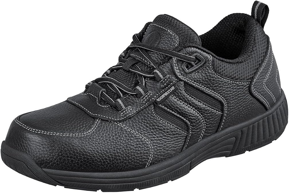 Orthofeet Pacific Orthopedic Men Waterproof Sneakers | Leather Upper, Slip-On, Adjustable, Anatomical Arch Support, Soft Padded Ergonomic Cushioning, Wide Toe Box for Casual Outing