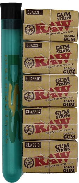 Raw Classic Gum Strips - 5 Packs 3 feet per pack Acacia Gum For Repair and Custom Rolls  DSS Storage Tube