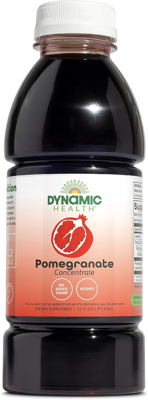 Dynamic Health Pomegranate Juice Concentrate, Natural Antioxidants and Polyphenols, No Additives or Preservatives, Vegan, Gluten Free, 16oz