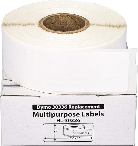 HOUSELABELS Compatible DYMO 30336 Multipurpose Labels (1 x 2-1/8) with Removable Adhesive Compatible with Rollo, DYMO LW Printers, 12 Rolls / 500 Labels per Roll