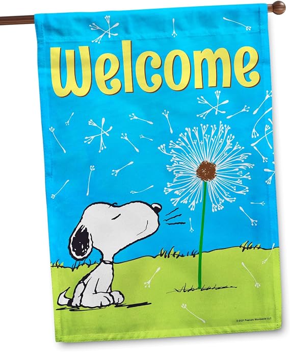 Flagology, PEANUTS Blowing Dandelions House Flag, 28" x 40", Officially Licensed PEANUTS, Spring, Summer