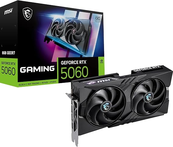 MSI GeForce RTX 5060 8G Gaming OC - 8GB GDDR7 (28Gbps/128-bit) PCIe 5 Boost: 2625 Hz HDMI 2.1b DisplayPort 2.1b