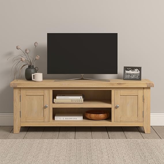 Seconique Windsor Fully Assembed Straight Tv Unit in Natural Oak