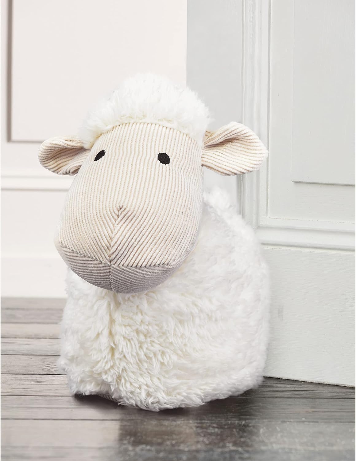Soft Fluffy Fabric Sheep Door Stop Animal Cuddly Doorstop Home Office