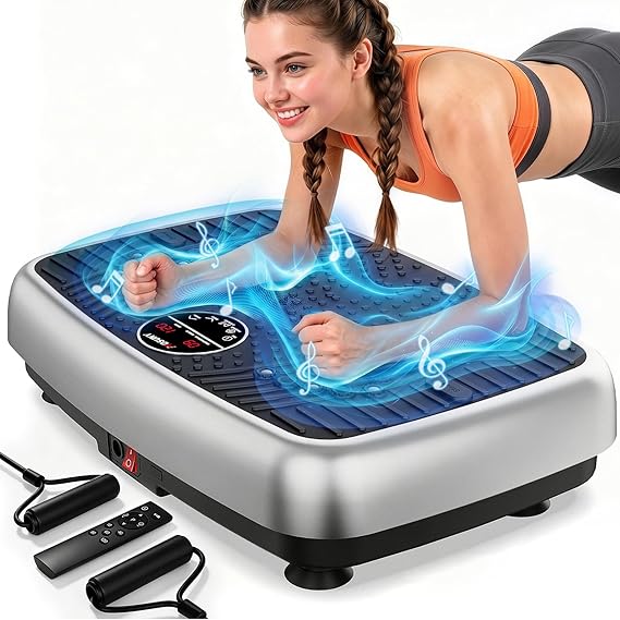 Vibration Plate, 2026 Powerful Vibration Plate Exercise Machine With Dual Motors, Comfortable Silicone Pad, 204 kg Weight Capacity Vibration Plate For Lymphatic Drainage & Weight Loss