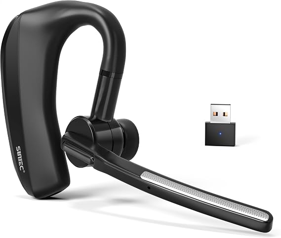 Bluetooth Single-Ear Headset w/Mic for Delivery Drivers,Truckers & PC Calls