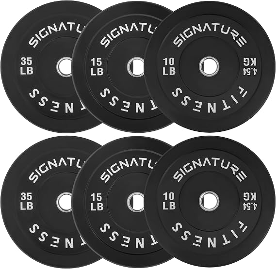 Fitvids 2" Olympic Bumper Plate Weight Plates with Steel Hub, 120-Pound Set, 2x 10LB, 2x 15LB, 2x 35LB