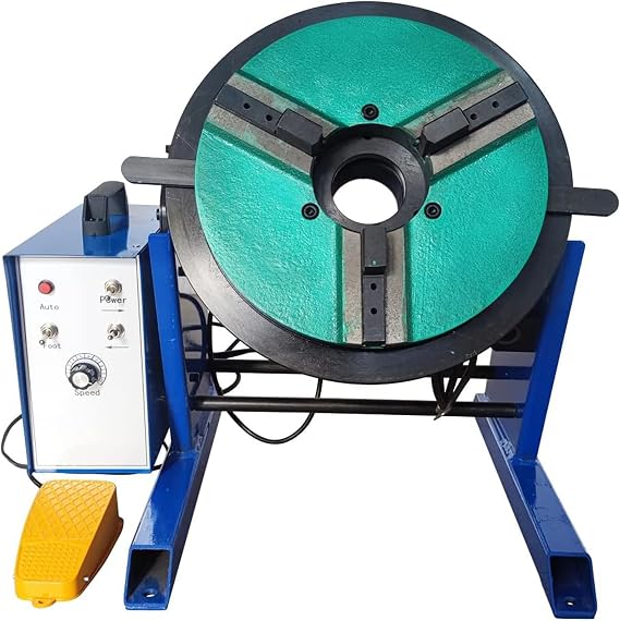 Rotary Welding Positioner Turntable Table, 0-90 Heavy Duty Welding Positioner Manual Tilt Welding Table with 300mm Chuck 110V 100KG