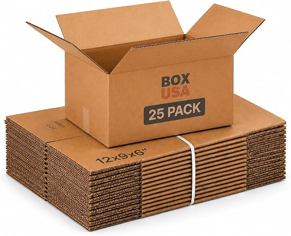 BOX USA Shipping Boxes 12"L x 9"W x 6"H, 25-Pack Small Corrugated Cardboard Boxes for Shipping, Mailing, Packing, Packaging and Storage