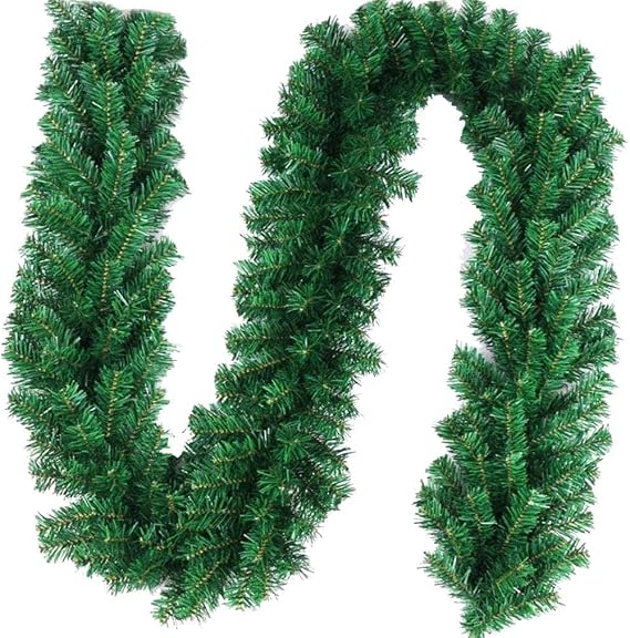 Outroad 9 ft Christmas Garland - Soft Greenery Twist Wreath Artificial Ivy Non-Lit Green Garland, for Holiday Season Outdoor Indoor Party Decorations, Garland 1 Pack