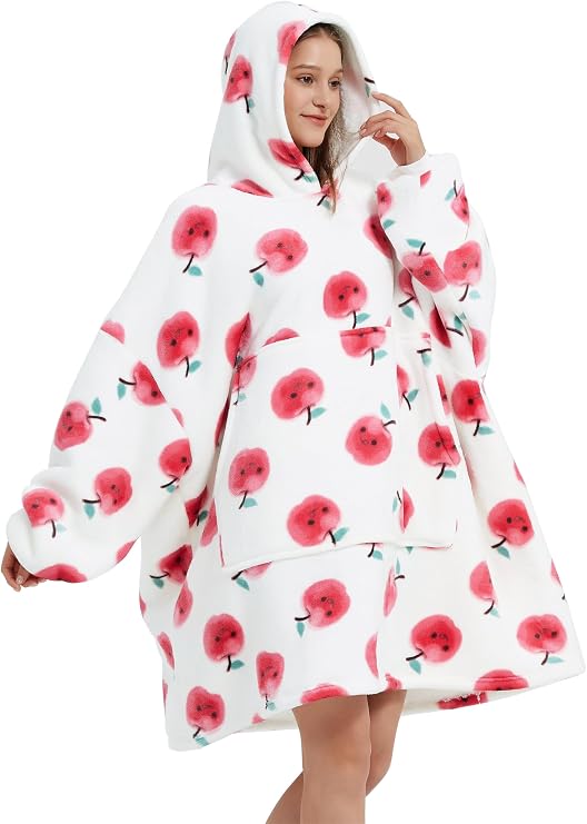 Wearable Blanket Hoodie Oversize Sherpa Fleece Hooded Blanket for Adults and Kids Cozy Sweatshirt for Women Men