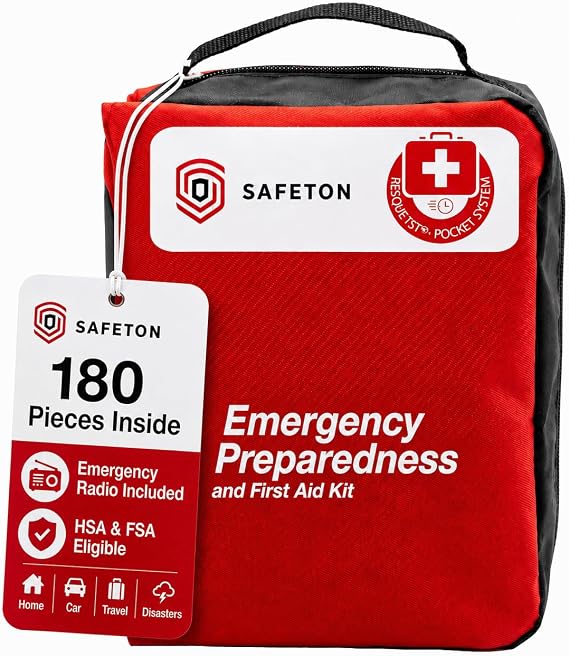 Travel-First Aid-Kit Car-Home 180 Piece Survival-Kit Outdoor-Adventure - Full Portable Emergency Essential - Hiking Camping Medical Aid Survival Camping FAK