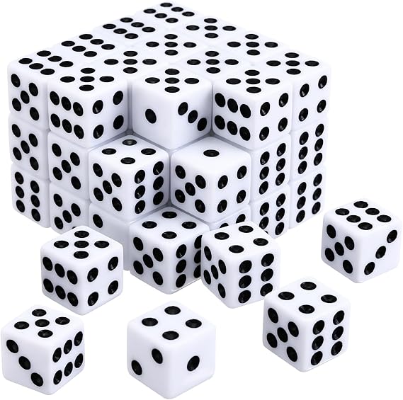 GWHOLE 50 Pack Dice Set,14MM,White