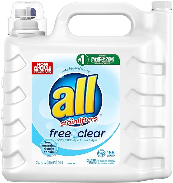 all 2X Ultra with Stainlifter Free & Clear (250 Ounce, 166 loads) (5 Pack)