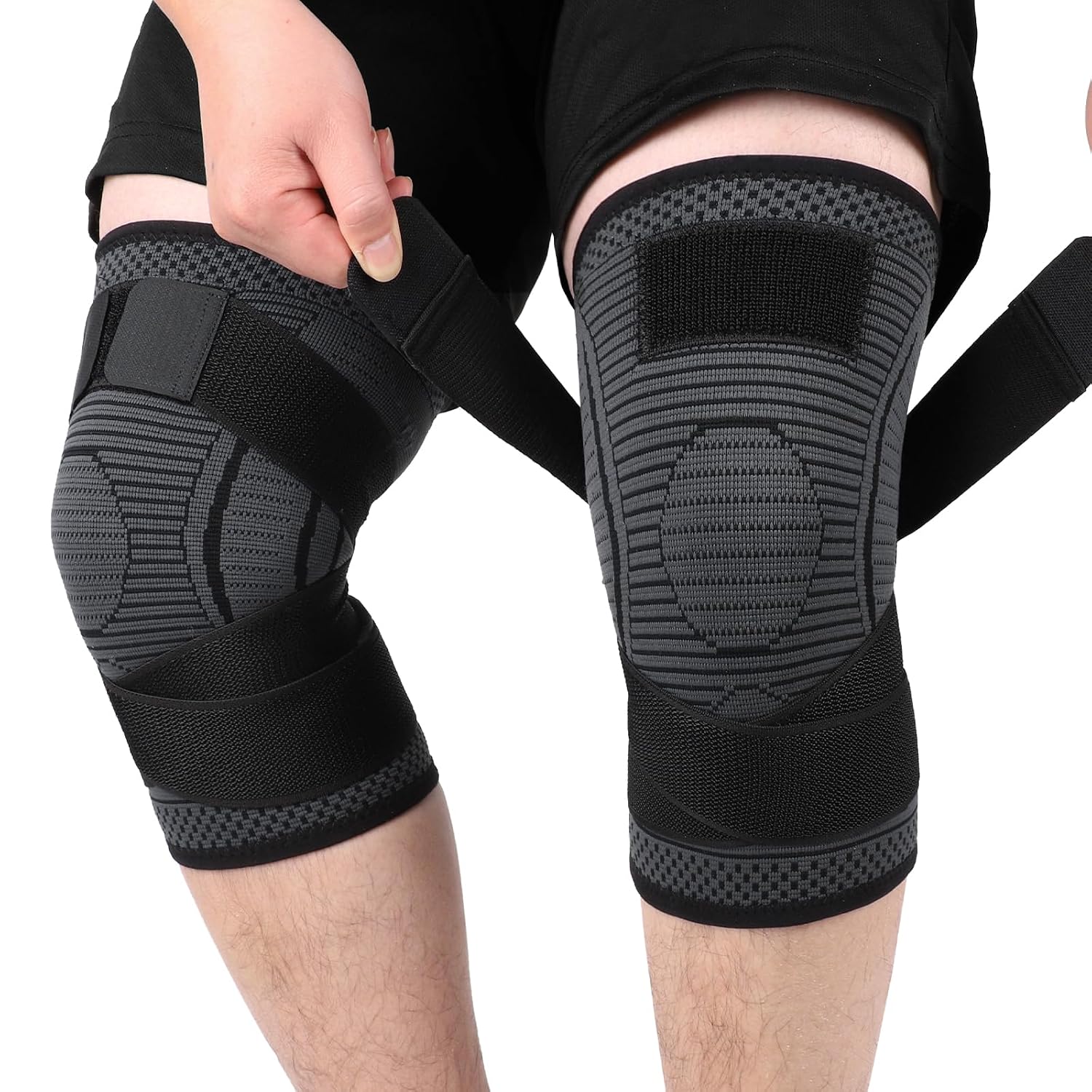 Plus Size Knee Support for Women Men Extra Large Brace 3xl 4xl 5xl for Obese People Arthritis Meniscus Tear Adjustable Knee Compression Sleeve for Sports Bodybuilding 2 Pack Black, 5XL