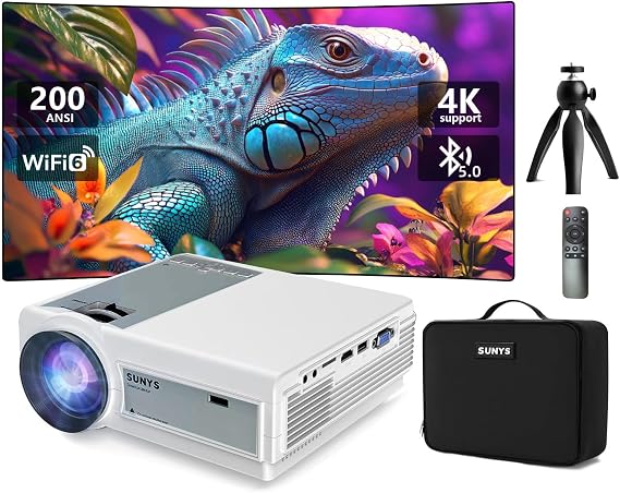 Projector with WiFi and Bluetooth, Full HD Native 1080P , Outdoor Movie Projector Compatible with Android/iOS/HDMI/USB 4K Supported