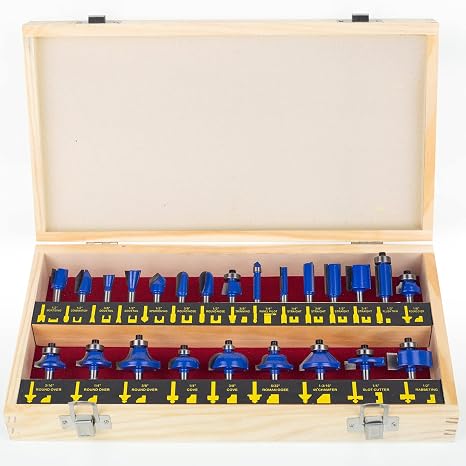 BAIDETS 24 Piece 1/4 Inch Shank Cutter Set 1/4 Inch Carbide Wood Cutter Woodworking Tools for Professional and Beginners