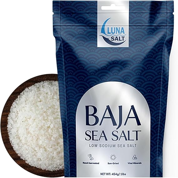 Baja Sea Salt – Hand-Harvested, 454g, Sun-Dried, 90+ Elements, Low-Sodium Gourmet Salt – Premium Cooking & Health-Friendly Seasoning – Resealable Pouch (Pack of 1)
