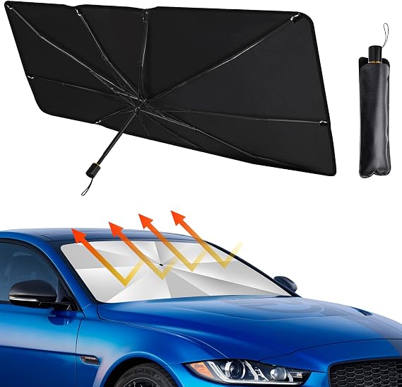 Araba Ön Cam Güneşliği, Ön Cam UV Işınları için Katlanabilir Şemsiye Isı Güneş Siperliği Koruyucu Katlanabilir Reflektör (137 cm x 88 cm)