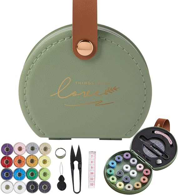 ZUNON Sewing Kit, Travel Mini Sewing Kits for Adults Suppliers Repair Project Kit Needle Family Sewing Thread Accessories Traveler Beginner Emergency Kids DIY Organizer PlasticGreen Sewing kit