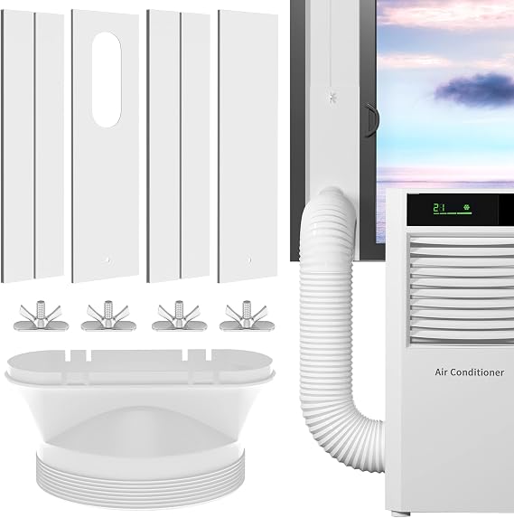 Portable Air Conditioner Window Kit, Portable AC Window Kit Sealing Bracket, Adjustable Length, Sliding Window AC Vent Kit Fit for Exhaust Hose, Universal for Ducting with 5.1/5.9 inch Diameter