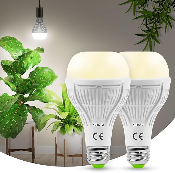SANSI Grow Light Bulb for Plants 15W 200W eq. Full Spectrum A21 2-Pack