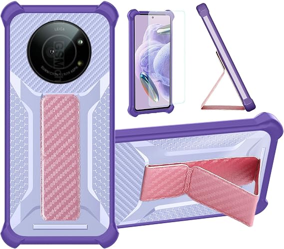 Aroepurt Case for Sharp Leica Leitz Phone 1 5g Phone Case Stand Cover [with Tempered Glass Screen Protector] Hybrid Case [Folding Support Magnetic] [Frosted Anti-Fingerprint] Purple