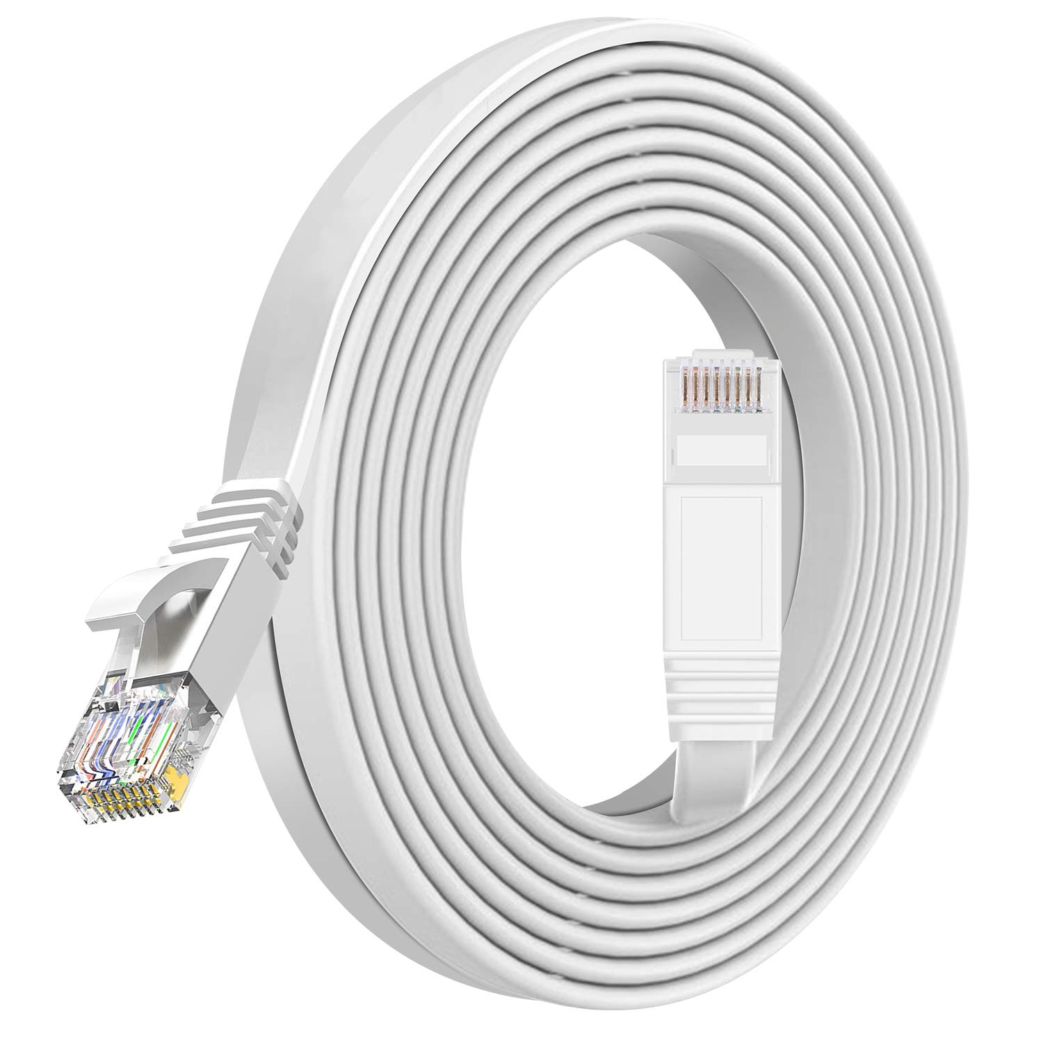 TBMax Cat6 Ethernet Cable 1m2m3m5m10m15m20m30m Flat Lan Cable RJ45 High Speed 1000 Mbits Network Cable, UTP Internet Patch Cable Compatible with Cat5Cat7, for SwitchRouterModem1 Meter