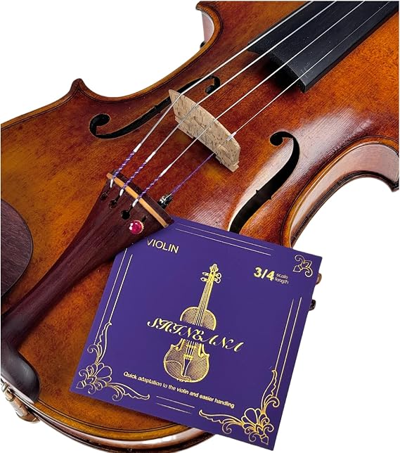 Violin Strings 4/4 Full Set, 4/4 Violin Strings Replacement,Long-Lasting Durability & Rich Tone - Handcrafted with Premium Materials- For All Levels (3/4 Scale)
