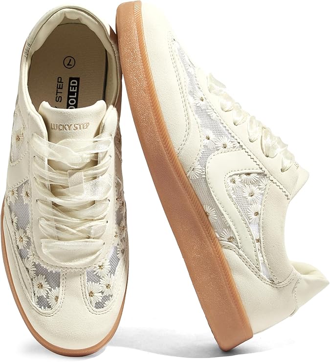 LUCKY STEP Women's Classic Fashion Sneakers | Casual Skate Shoes | Lace Up Walking Shoes
