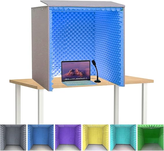 Portable Vocal Booth,Desktop Soundproof Cover,isolation Booth,self Made Sound Recording studio,Isolation Absorbing Shield,Studio Mic to Laptop and Pc Equipment Vocal Condenser ( Color : Dark blue )