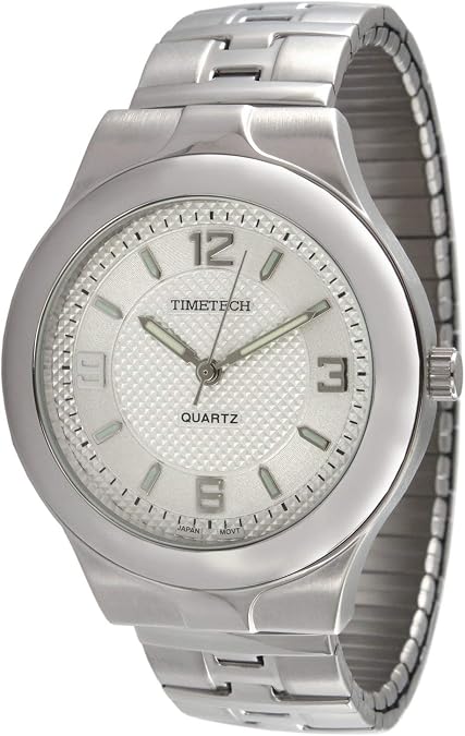 Viva Time Men's 2808M Timetech Stretch Bracelet Analog Display Japanese Quartz Silver Watch