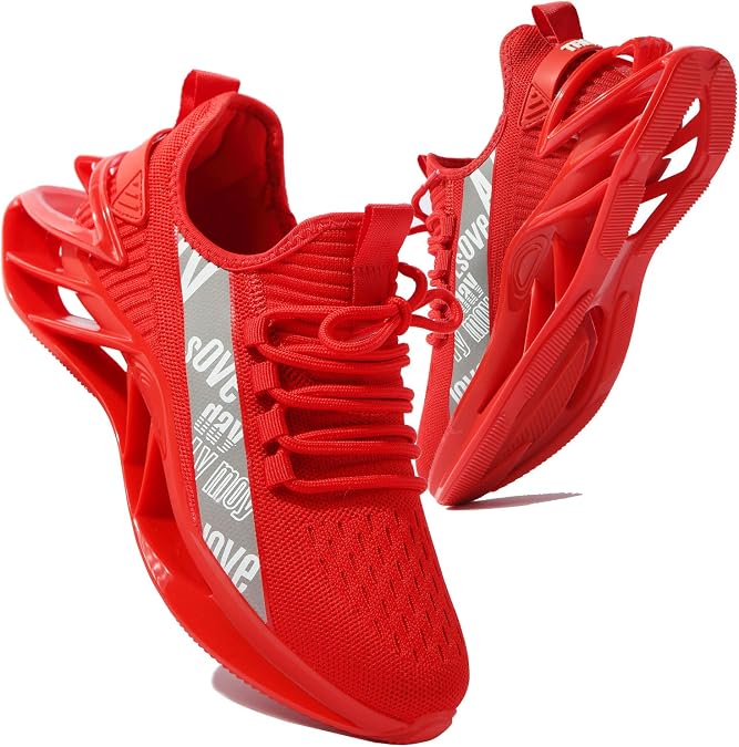 Men's Running Sports Walking Shoes Mesh Lightweight Breathable Athletic Jogging Fashion Sneakers All Red