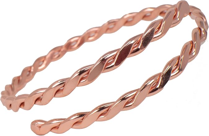 Copper Tensor Bracelet Made in USA - Overlap Twisted Bangle Bracelet for Women Lightweight Solid Copper Jewelry