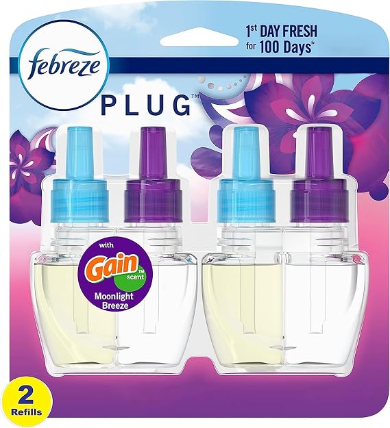 Febreze Odor-Fighting Fade Defy PLUG Air Freshener Refill, Gain Moonlight Breeze, (2) .87 fl. oz. Oil Refills