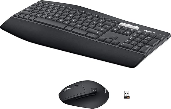 Logitech MK850 Performance Wireless Keyboard and Mouse Combo for Windows, macOS & ChromeOS, Bluetooth & 2.4 GHz USB Receiver, Full-Size Ergonomic Keyboard, Multi-Device, Cushioned Palm Rest Graphite