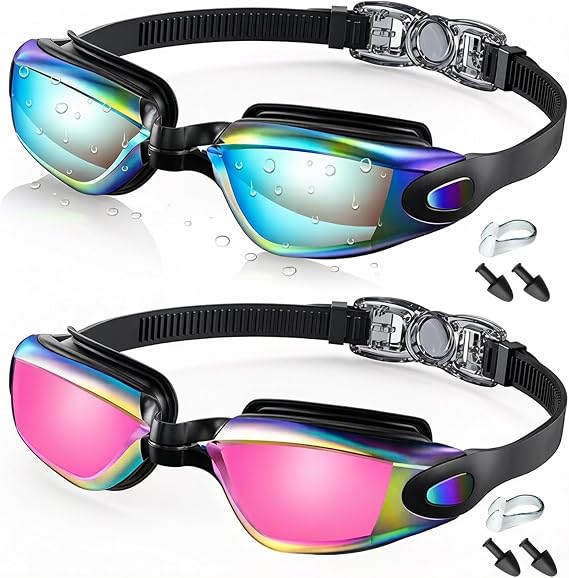 Swimming Goggles, 2 Pack Anti-Fog Swim Goggles